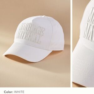Anthropologie White 'Marriage Material' Cap